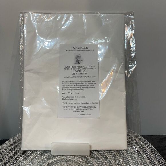 The Linen Lady Acid Free Archival Tissue Paper Pack of 25 Large Sheets NWT - Picture 1 of 2